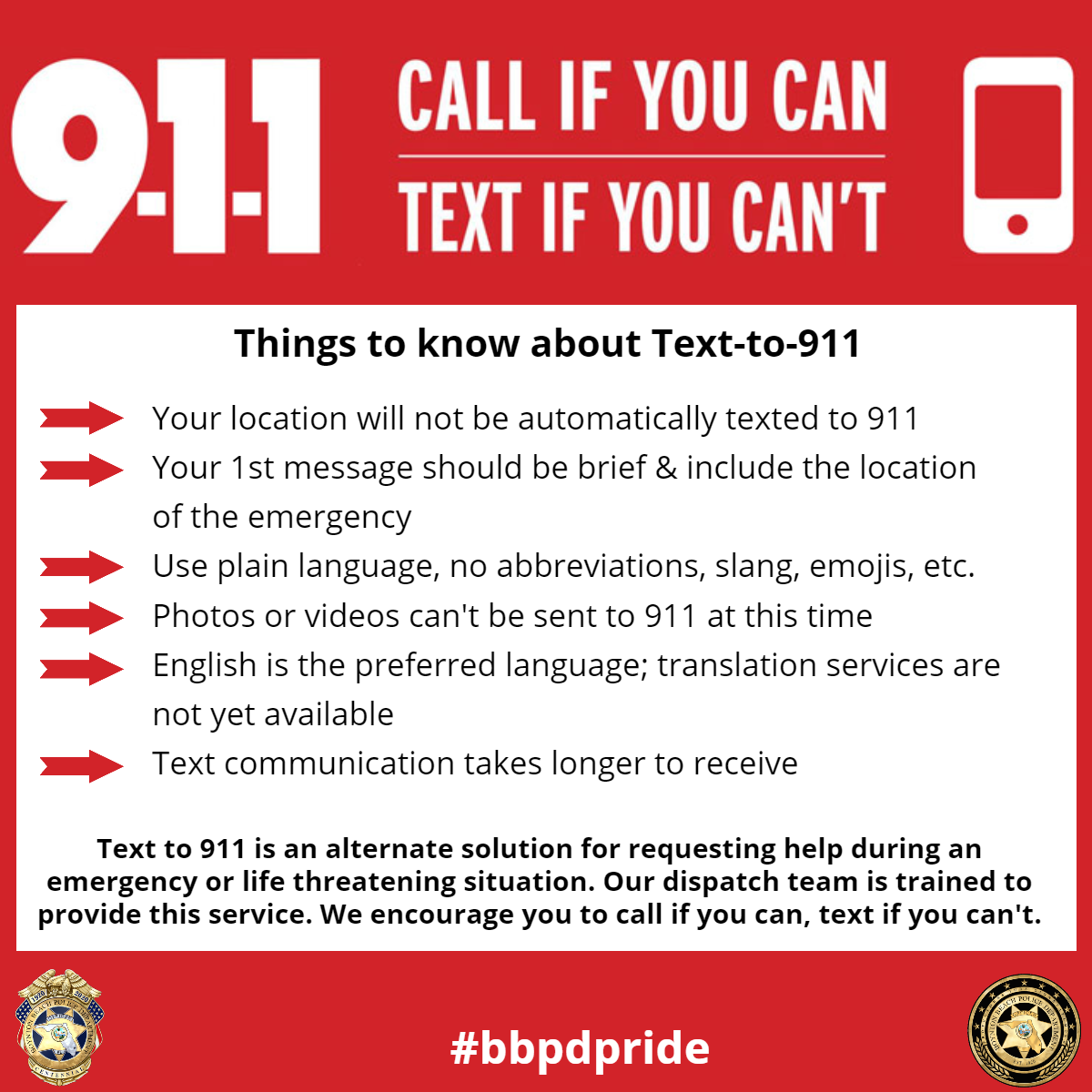 Boynton Beach Police Department - Did you know you can text 911 during ...