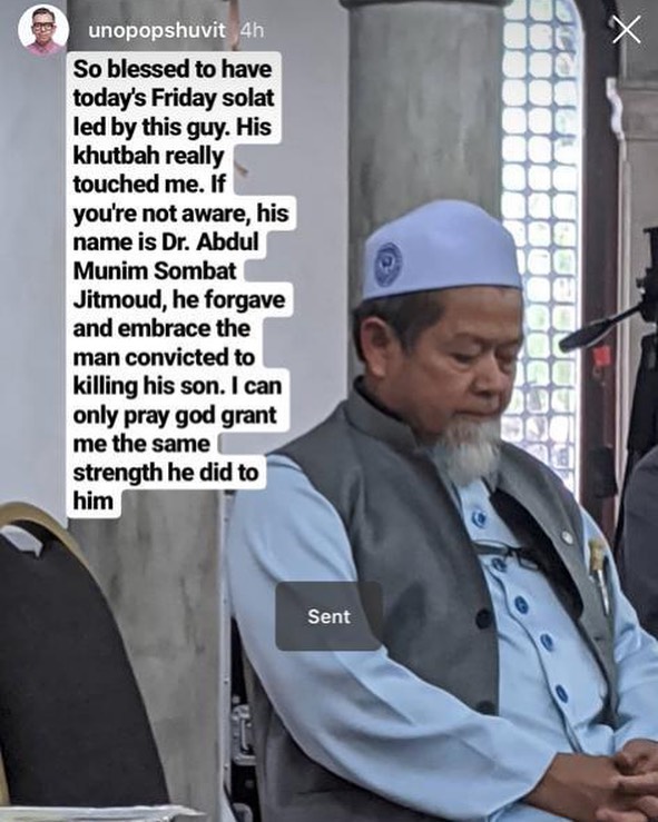 Sinar Dr Abdul Munim Sombat Jitmoud Yang Pernah Memaafkan Pembunuh Anaknya Menjadi Imam Di Sebuah Masjid Di Kuala Lumpur Hari Ini Sinarkongsi Kredit Dari Unopopshuvit Facebook