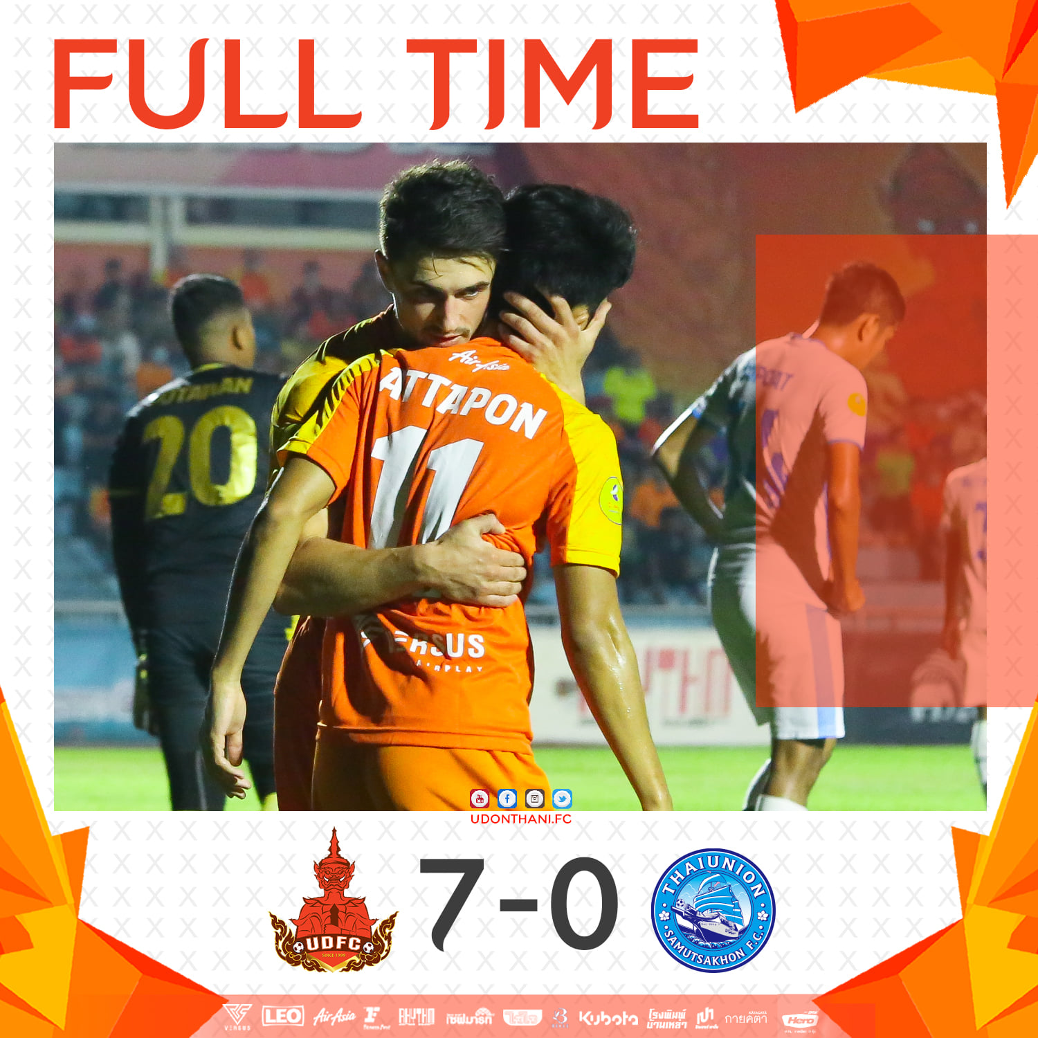 จบเกมส์ ยักษ์เปิดบ้านชนะ... - Udonthani Football Club [UDFC] | Facebook