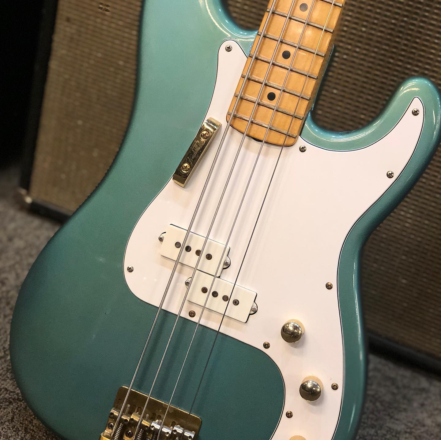 A 1981 Fender Precision in Aztec gold metallic finish, a custom