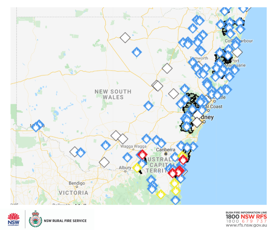NSW Rural Fire Service - At 9:15am there are five fires at Emergency ...