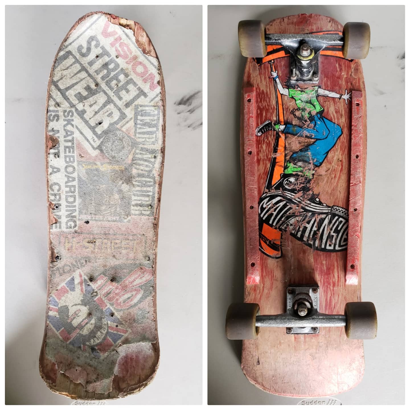 Dave Crabb skates with broken ribs on H-Street re-issue deck