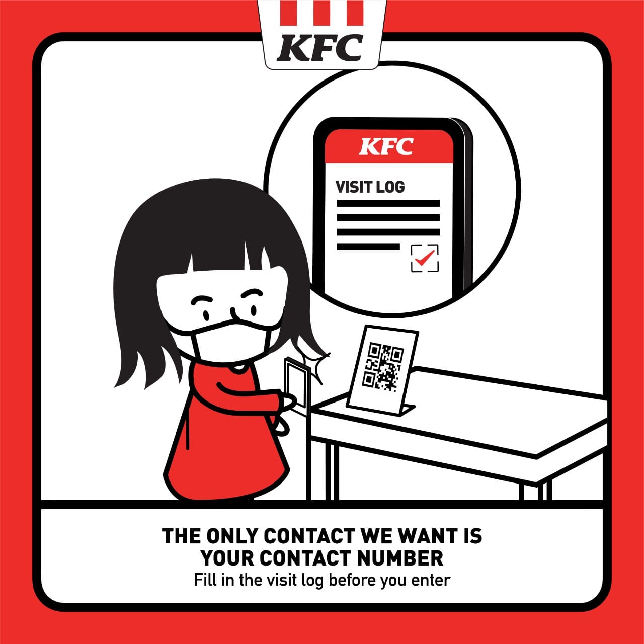 KFC - Jom check in with before you step in. Just scan the...