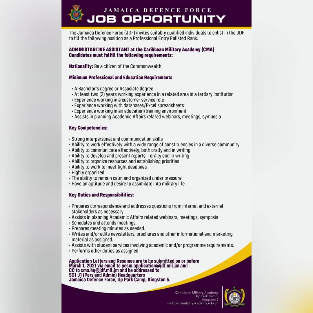 The Jamaica Defence Force's... - Jamaica Defence Force | Facebook