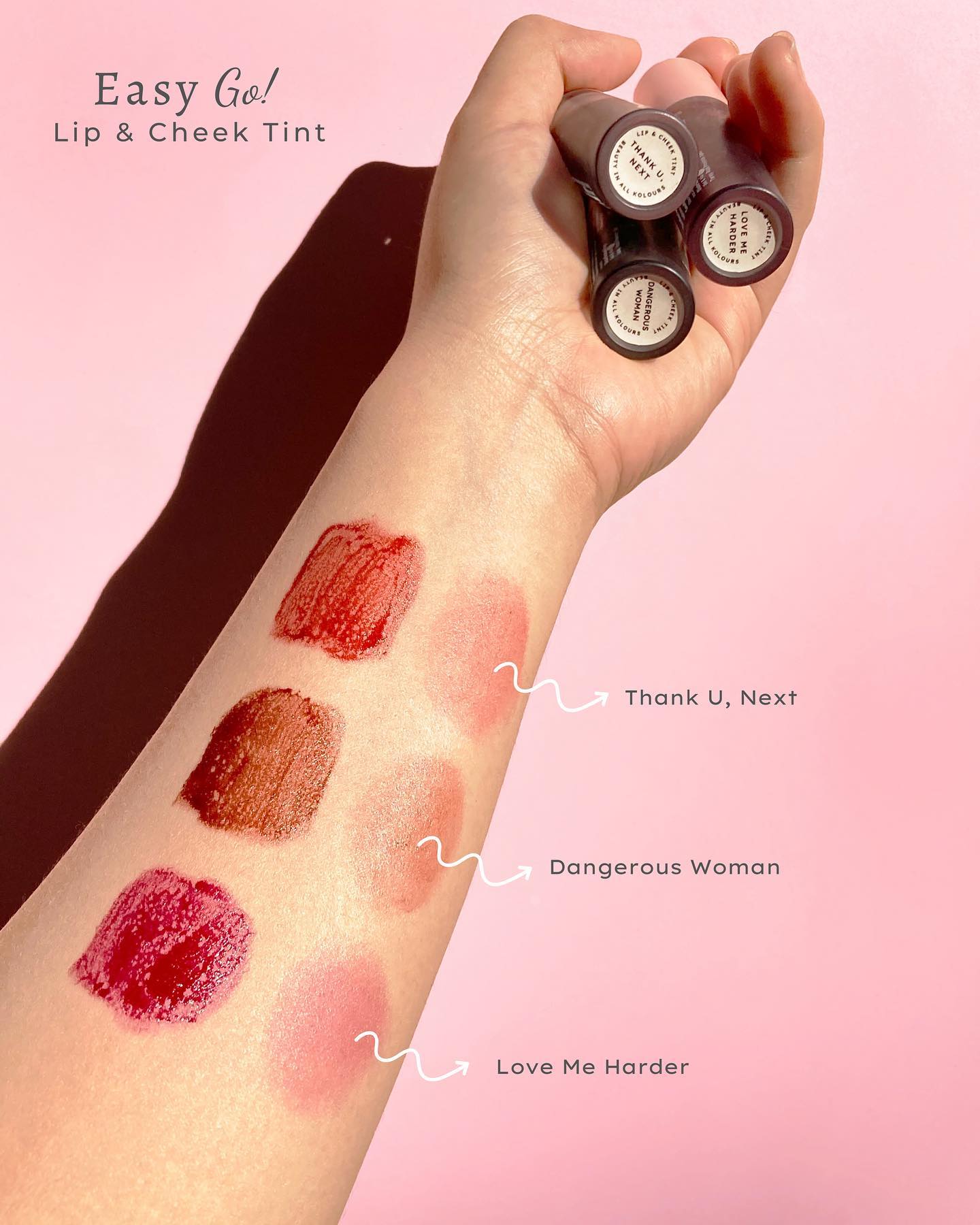 Bel & Kia - Swatches of our Easy Go! Lip & Cheek Tint 😍...