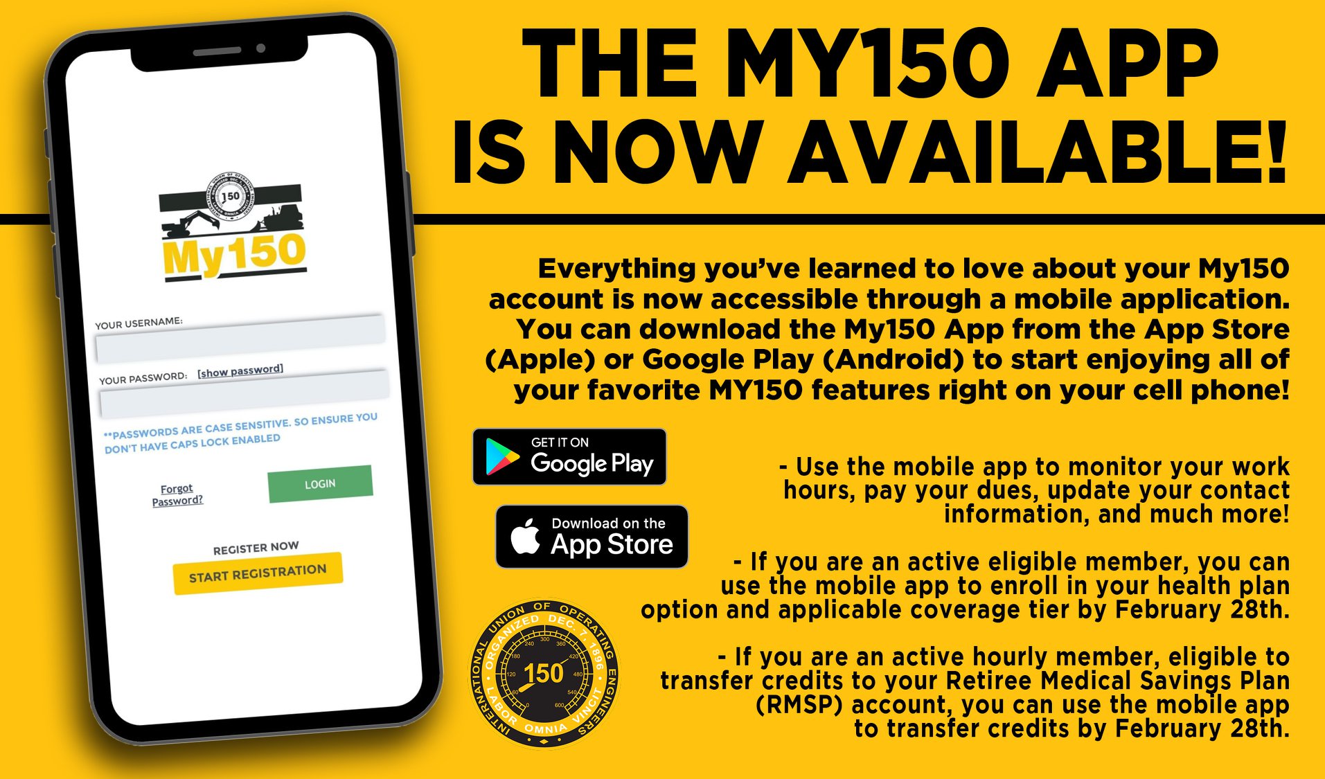 IUOE Local 150 - Download the My150 app to monitor your... | Facebook
