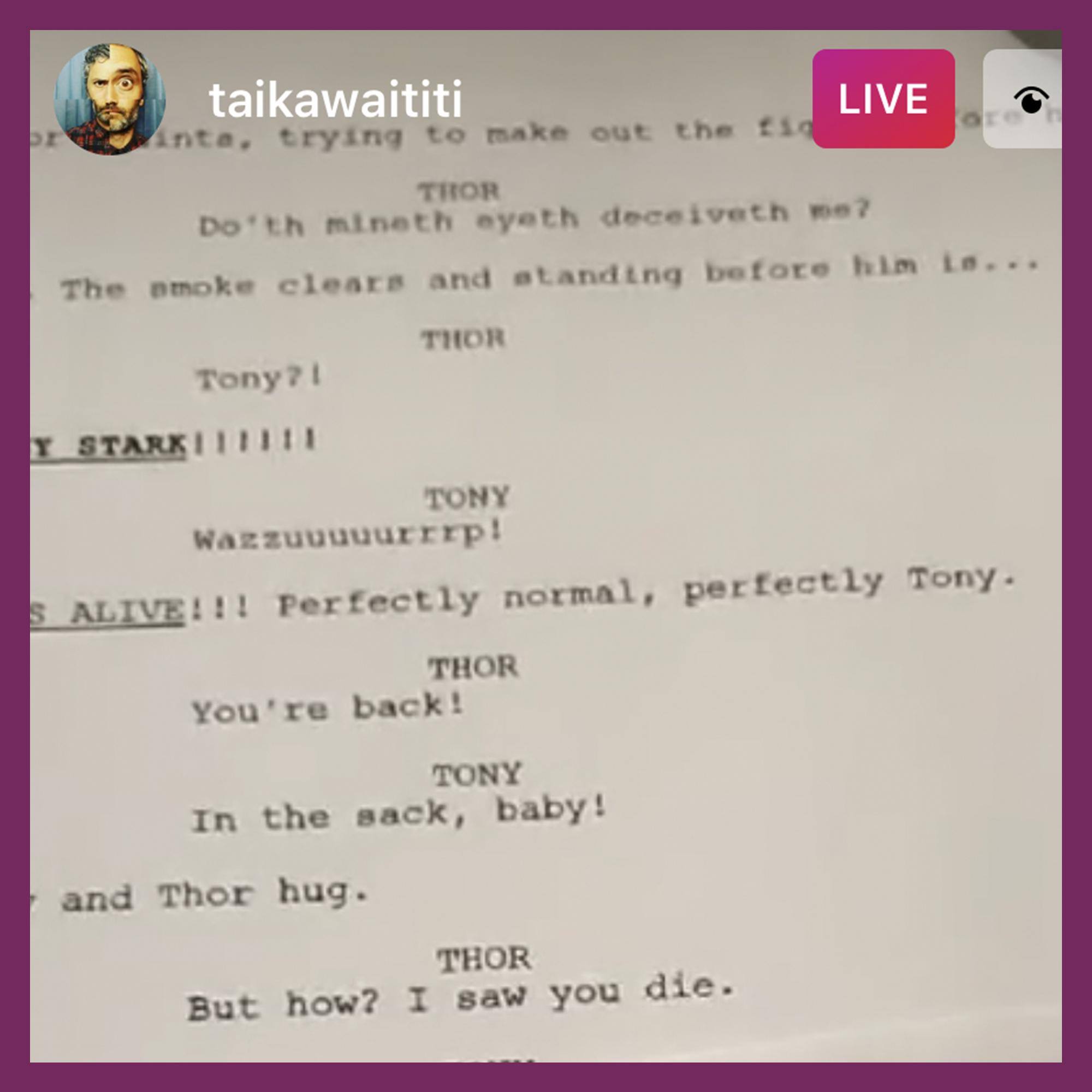 IGN - Taika Waititi’s fake Thor: Love and Thunder script...