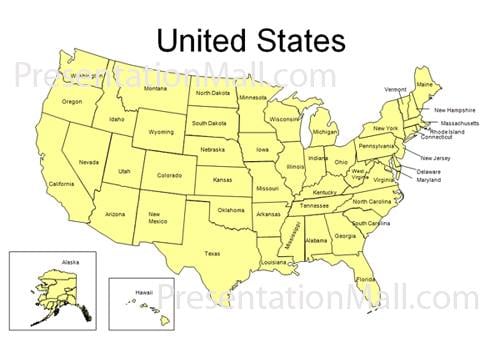 Mapa Editable De Estados Unidos En Power Point Map Of The USA