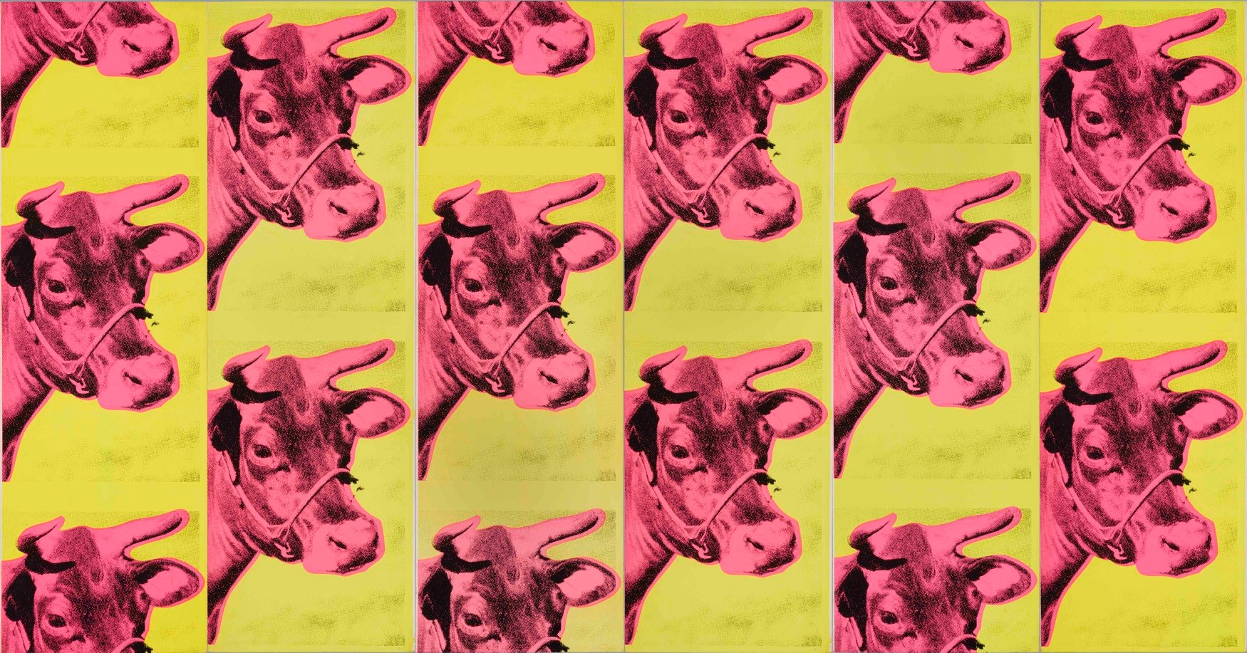 Andy Warhol in front of Cow wallpaper photo by Steve Schapiro, 1965.