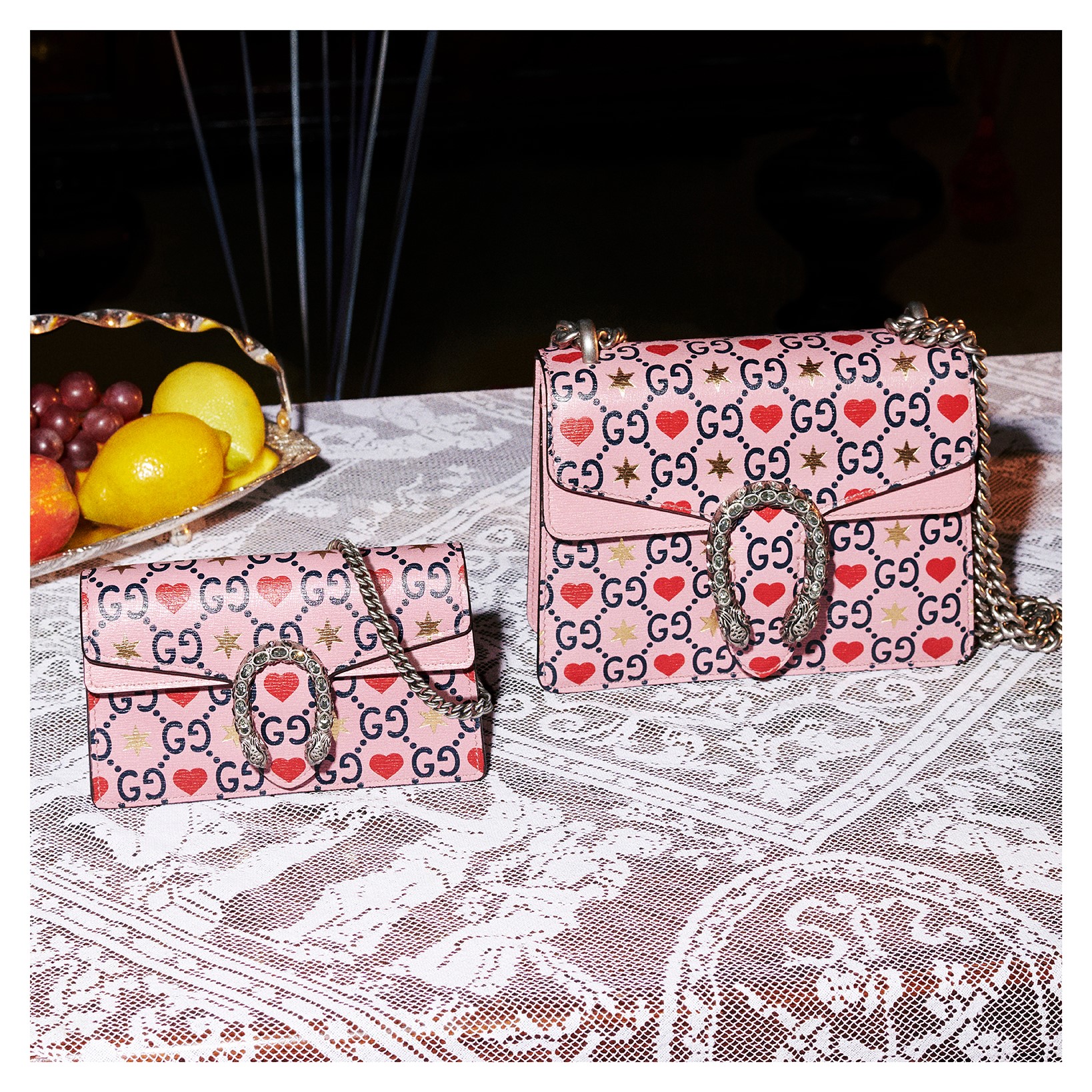 グッチ ディオニュソス 刺繍 PVC Imagined as gifts for Valentines Day, the GucciDionysus bag