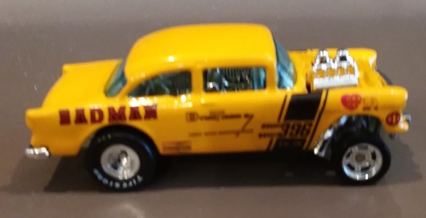 Hot Wheels '55 Chevy Bel Air Gasser 1:64 Diecast Car - HW Gassers Series (Yellow) #110/250