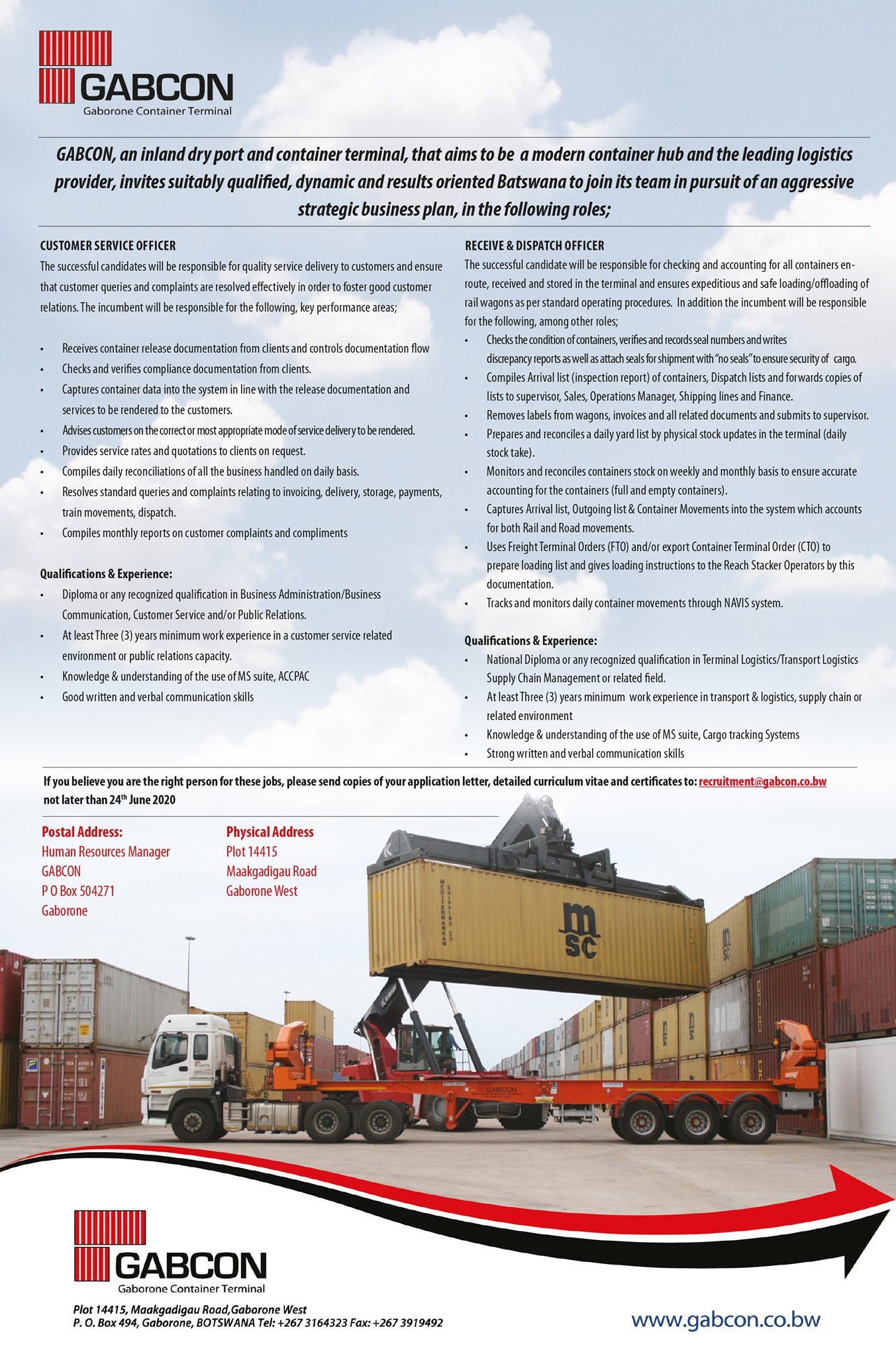 CAREERS AT GABCON-Customer Service... - THE BOTSWANA GAZETTE | Facebook