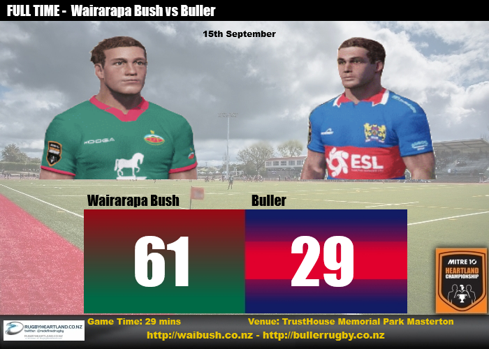 Wairarapa Bush Rugby Union - Full Time: Wairarapa Bush 61 (Tries: Soli ...