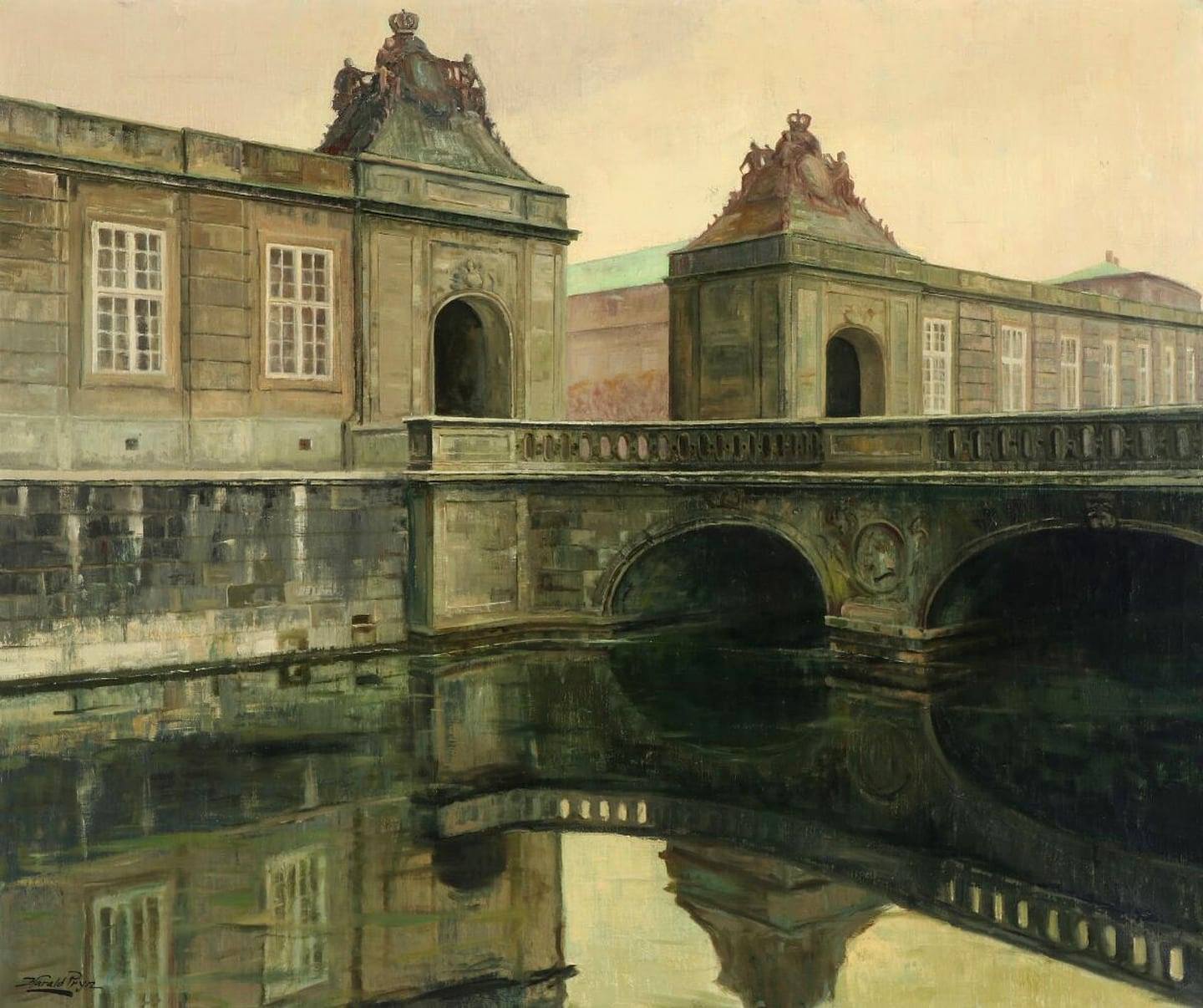 Tableau Original Huile Sur Toile Hans Kruuse (1893-1964) - Canal De Copenhague - Signé
