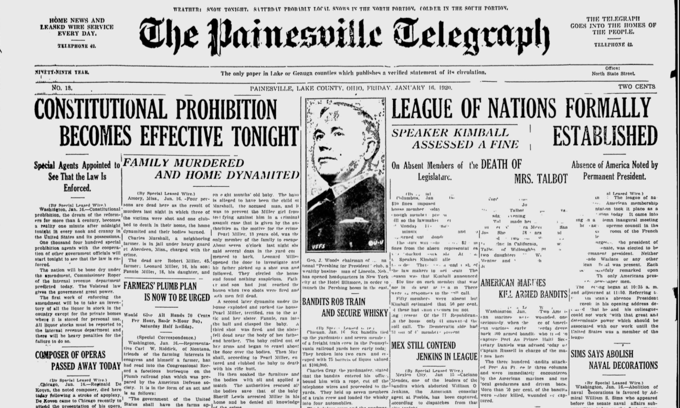 100 years ago today Prohibition began in the U.S. Does your family