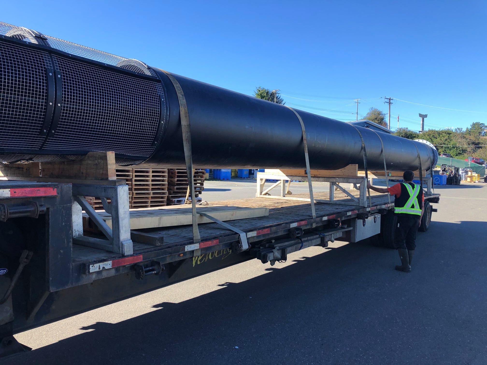 Cermaq Canada - Intake riser component arriving in Tofino, ready for ...