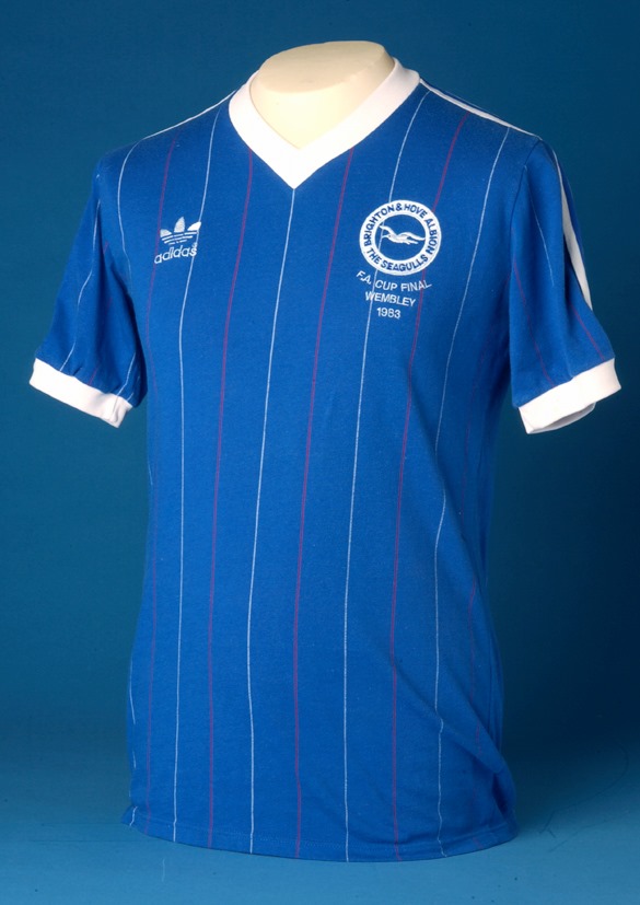 Graham Pearce wore this pinstripe Brighton & Hove Albion FC shirt