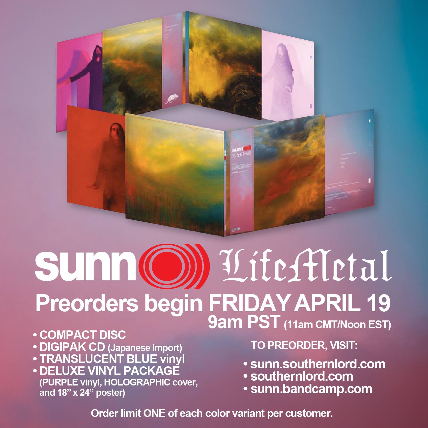 SUNN O))) “Life Metal” 2xLP Black Vinyl Available FIRST as a