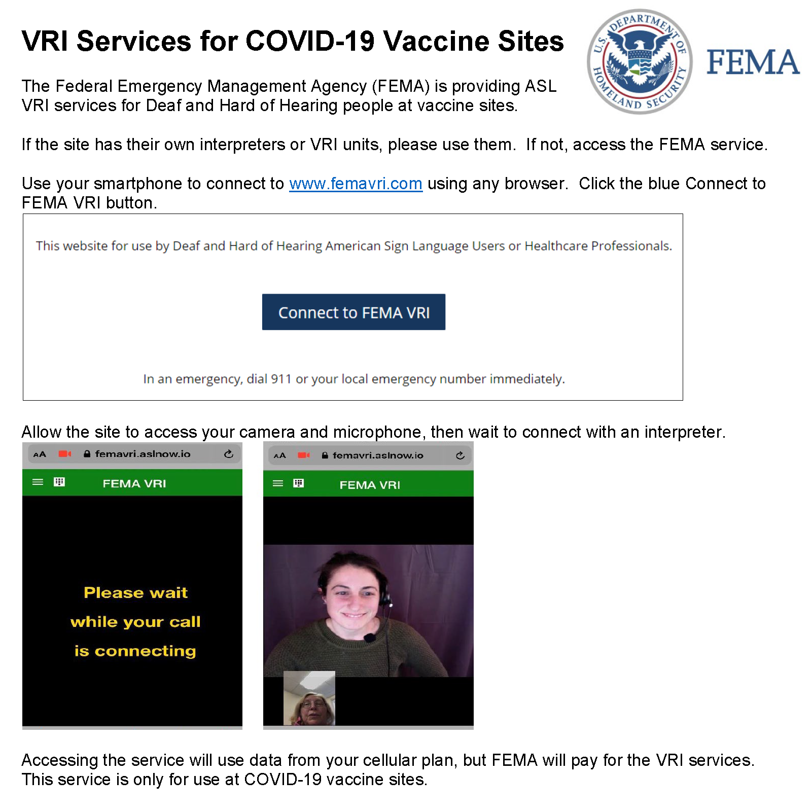 New - VRI Services for COVID-19 Vaccine Sites The Federal Emergency ...