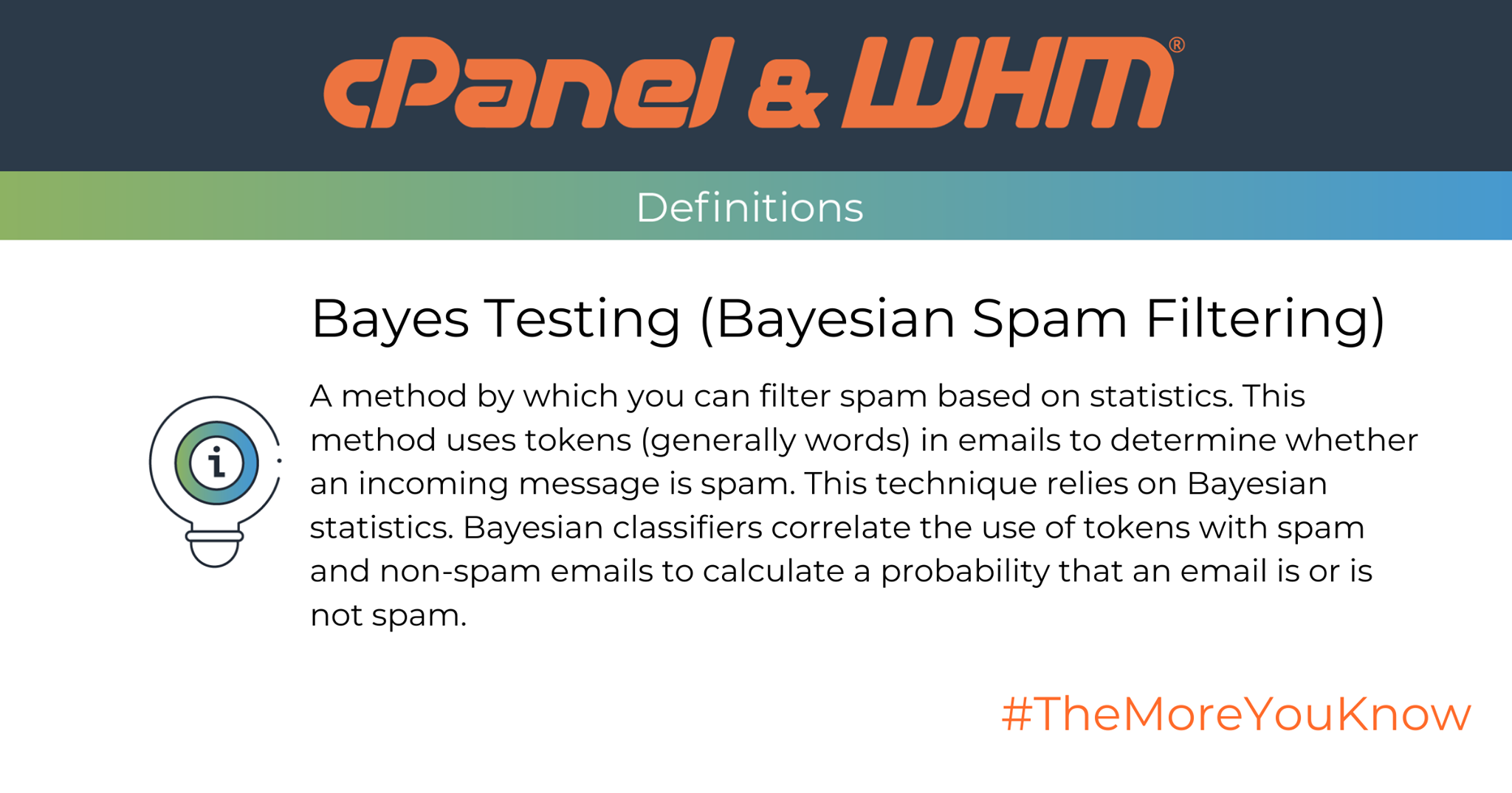 cPanel - Define: Bayes Testing (Bayesian Spam Filtering) A method by ...
