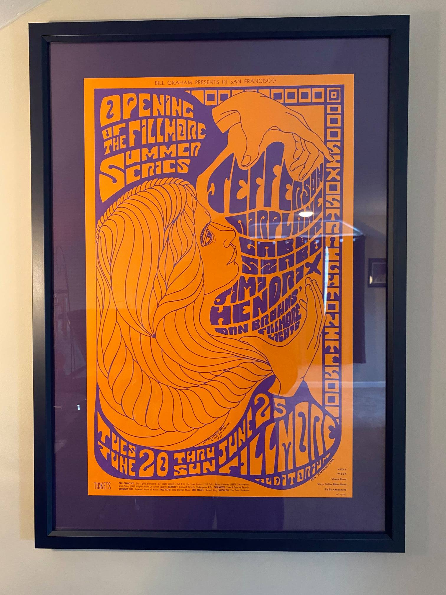 Jimi Hendrix on 1967 Fillmore poster