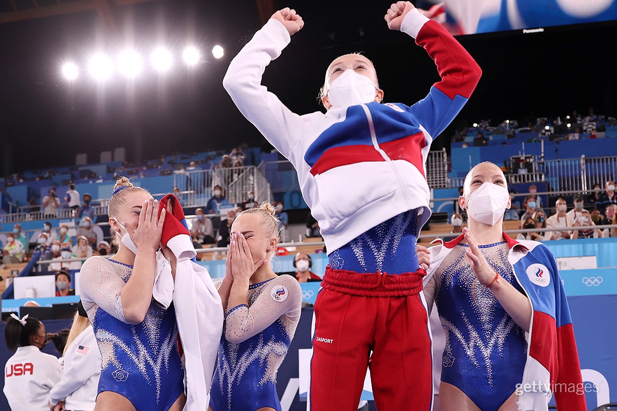 Getty Images - Team ROC reacts after during the Women's...