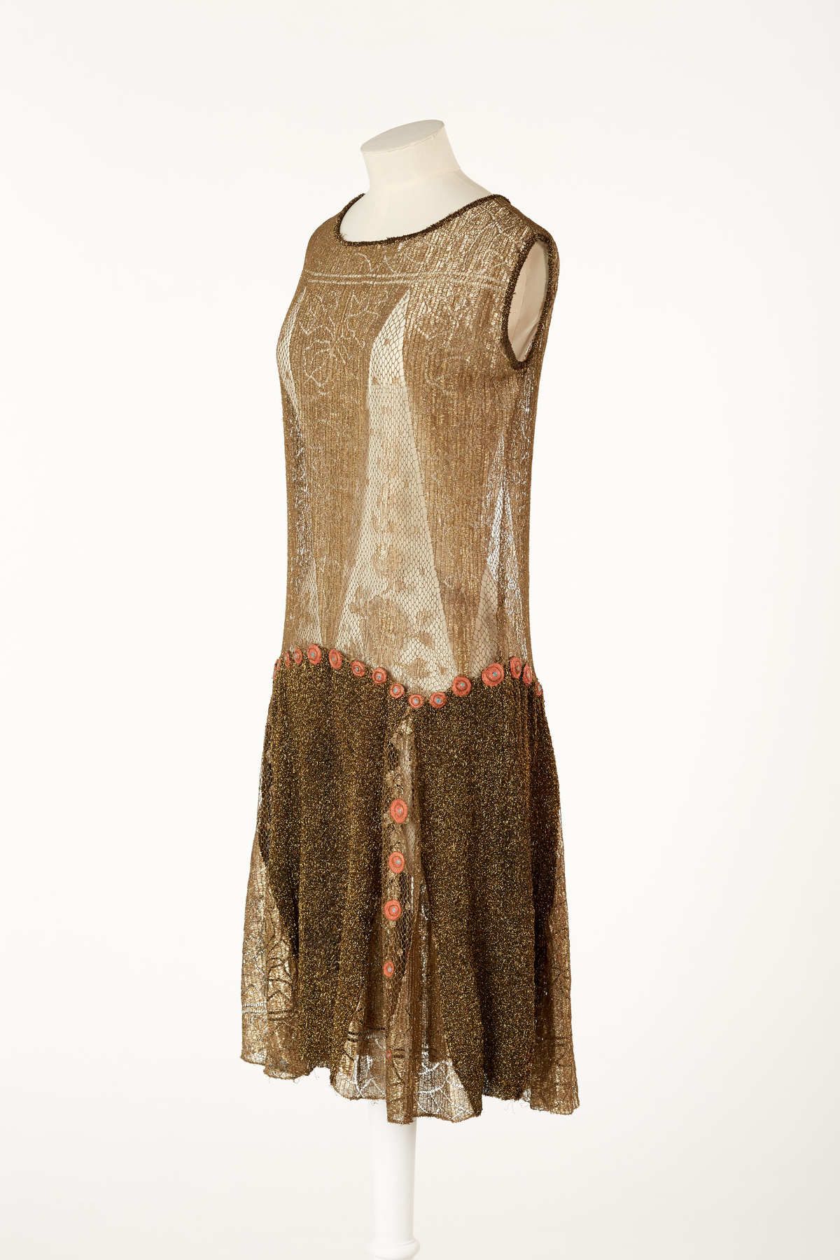 flapper christmas dress in the 1920s Color:Brown Polka Dots