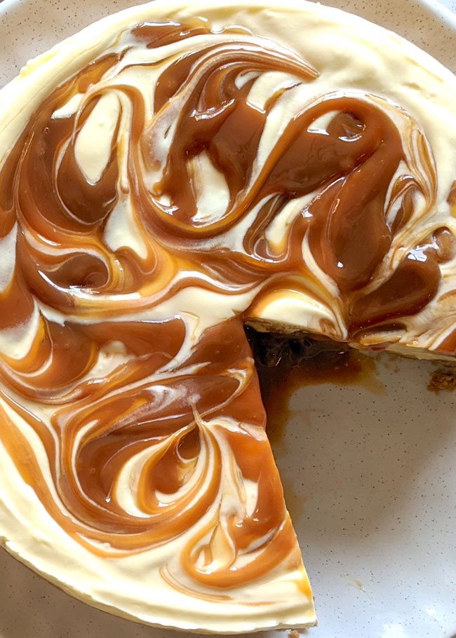 Taste.com.au - Salted caramel ripple cheesecake: the ultimate collision ...