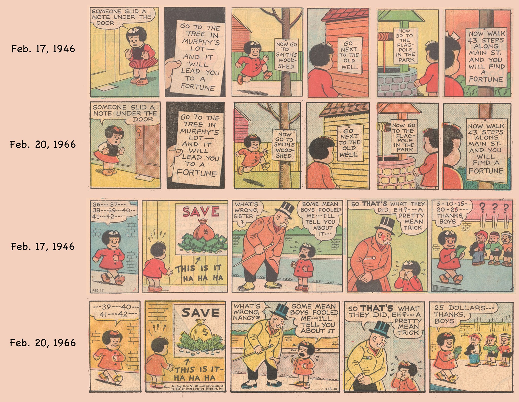 Nancy comic strips comparison 1945 and 1965