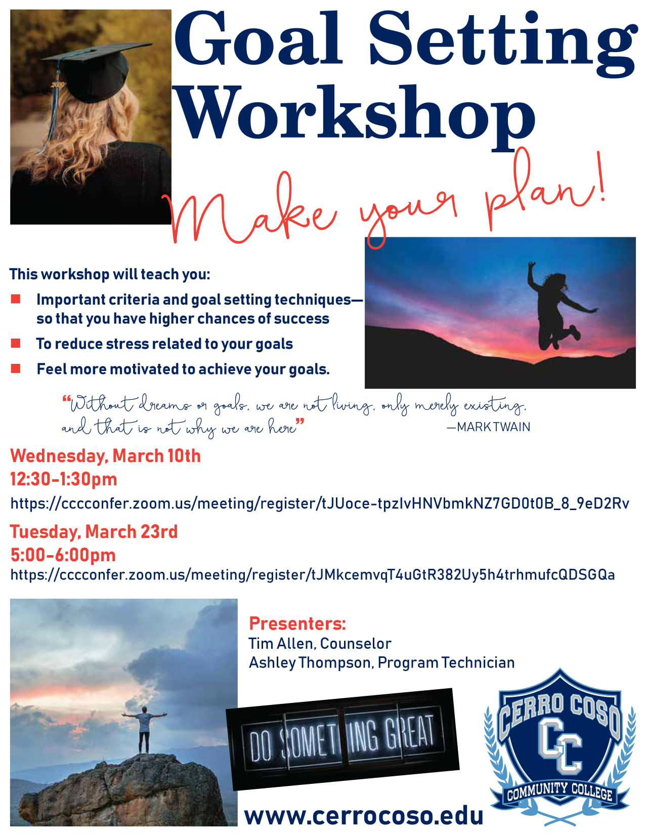 Cerro - Don't miss our Goal Setting Workshop Wednesday via Zoom from 12 ...