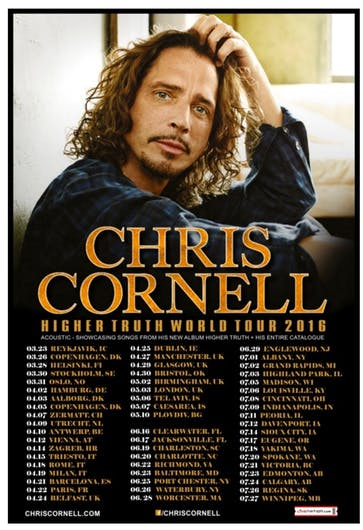 Chris Cornell played 68 shows spread across 28 countries during