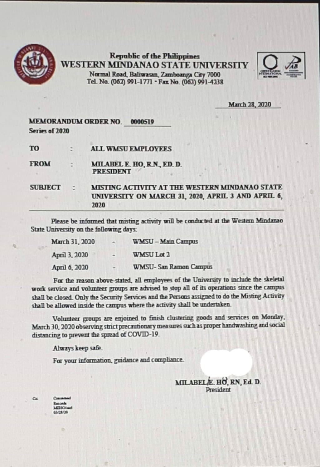 Western Mindanao State University - ANNOUNCEMENT This is to inform all ...