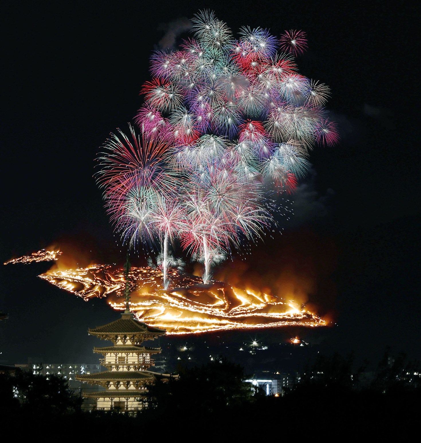 A traditional winter festival is held in Nara, western Japan, on