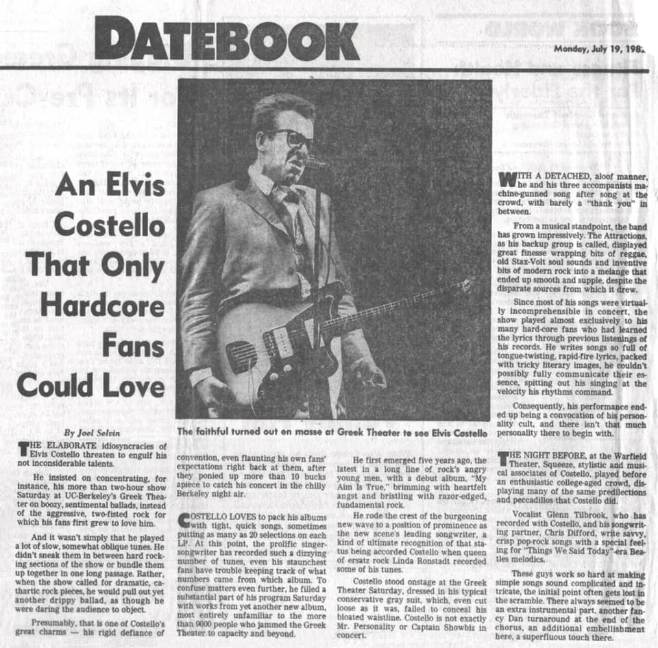 Elvis Costello's 1978 performance in Tokyo as a photo op