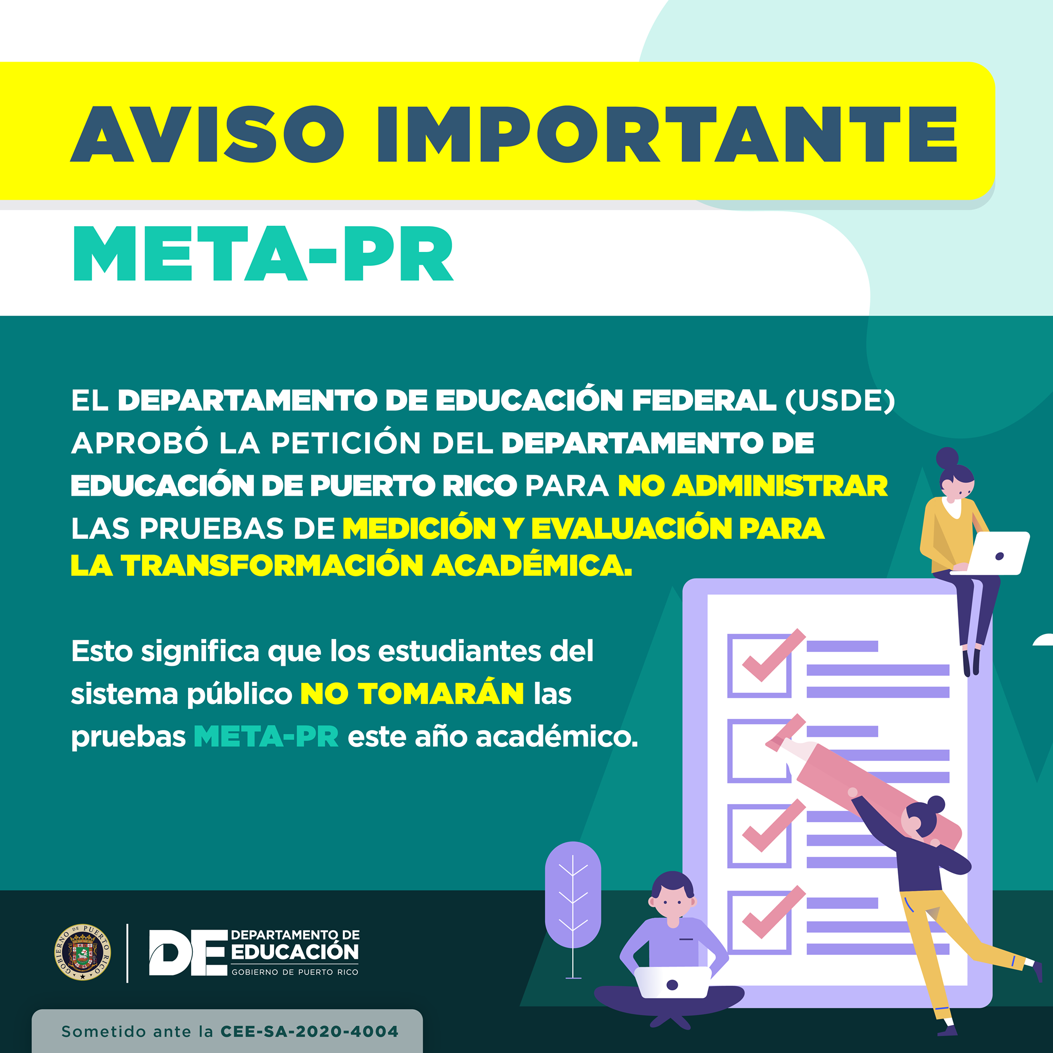 📣Las pruebas META-PR no se... - Departamento de Educación | Facebook