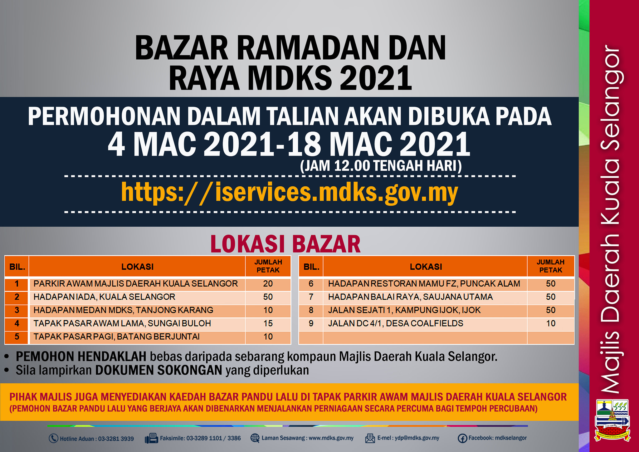 Majlis Perbandaran Kuala Selangor - Pemakluman tarikh permohonan Bazar ...