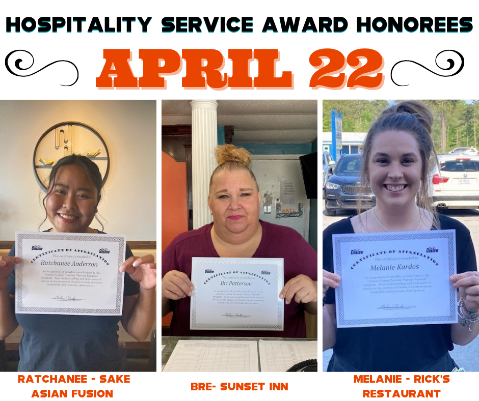 Onslow County Tourism - Congratulations to our April Hospitality ...