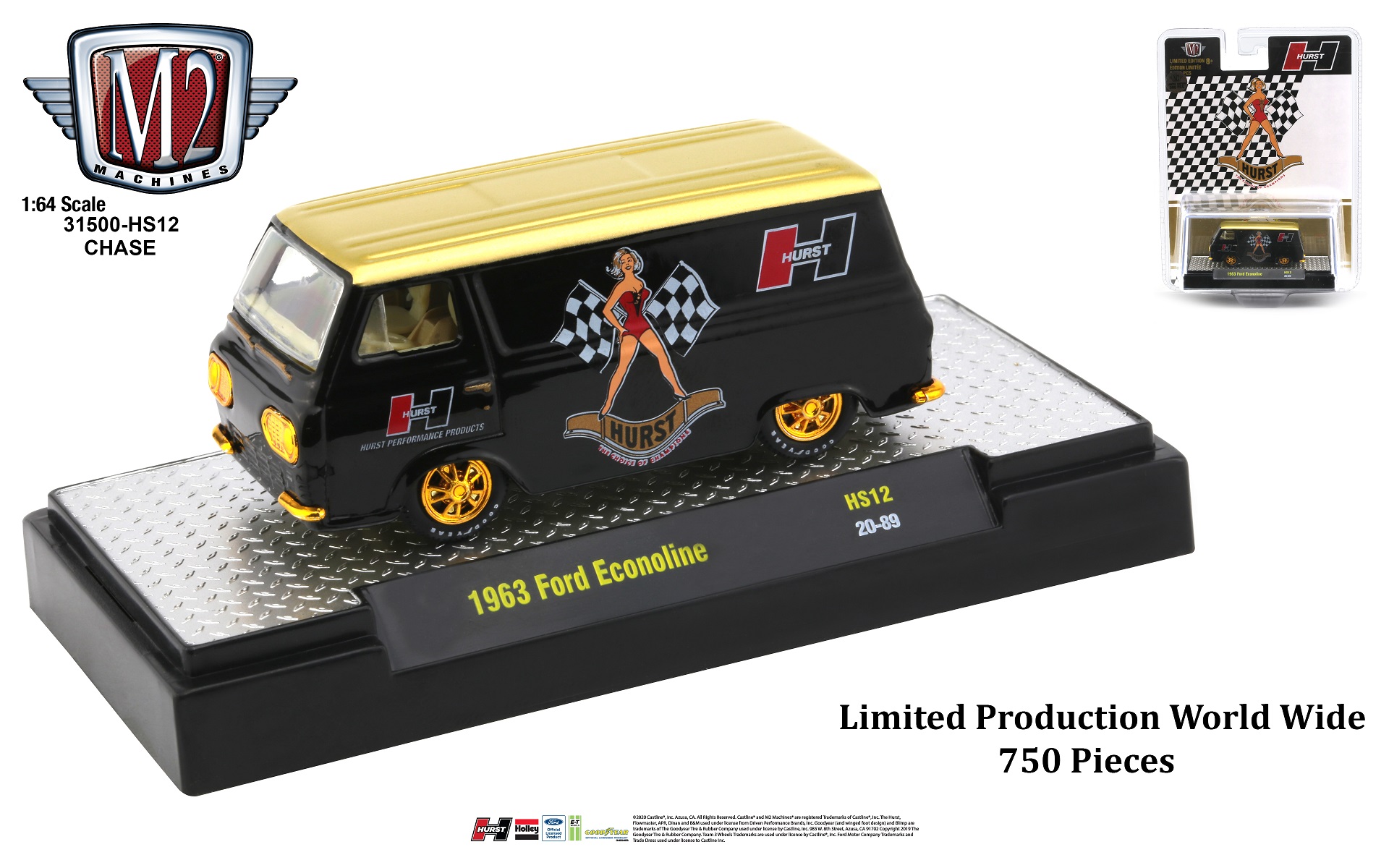 M2 Machines 1963 Ford Econoline van in semi-gloss black