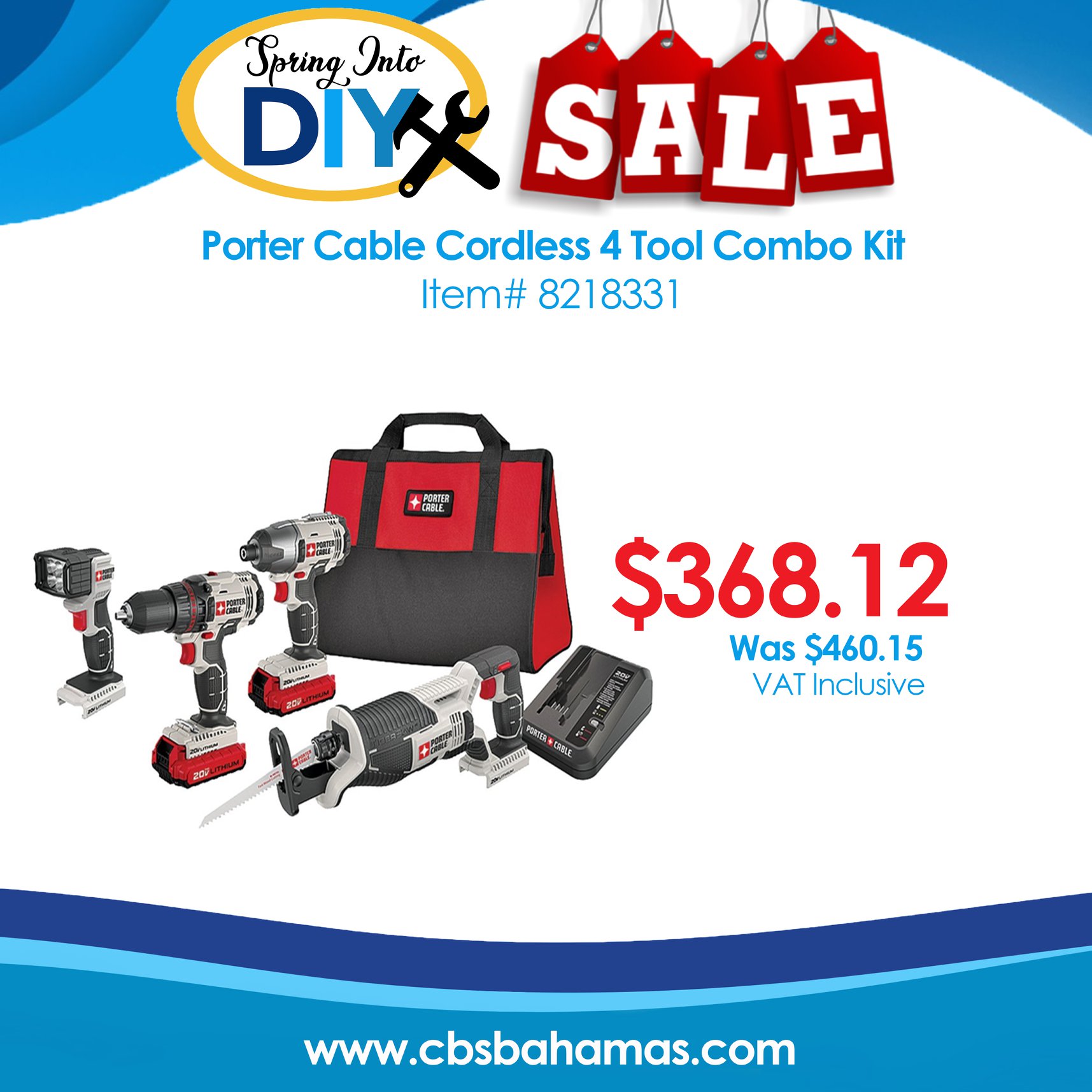 CBS Bahamas - This 20V MAX 4-Tool Combo Kit includes a... | Facebook