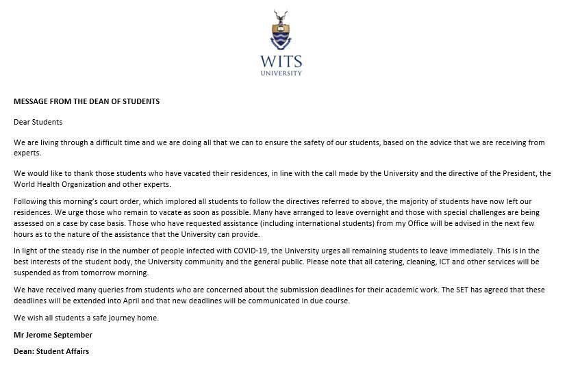 📣ANNOUCEMENT:... - Wits - University of the Witwatersrand | Facebook