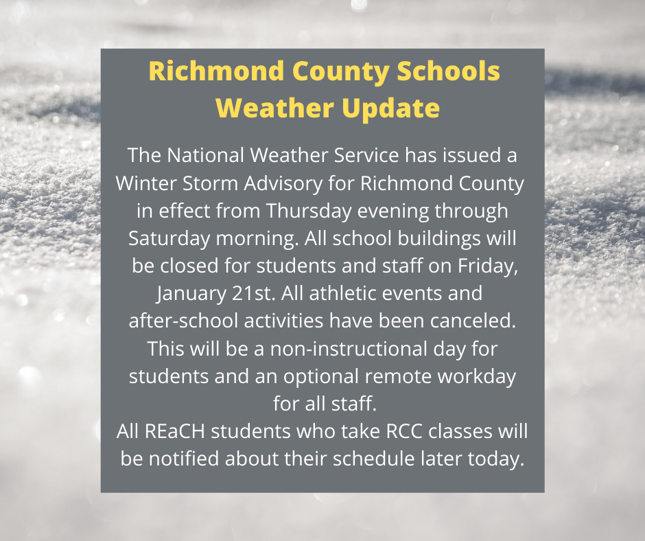 The National Weather Service has... - Richmond County Schools | Facebook