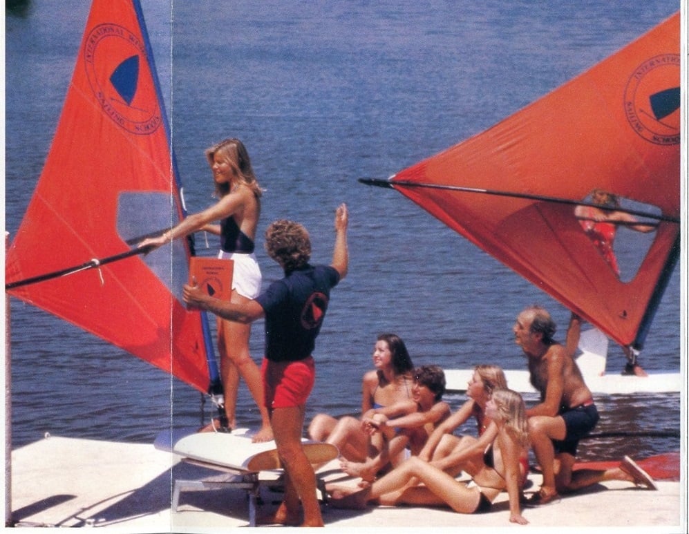 Vintage windsurfing school program from 1980