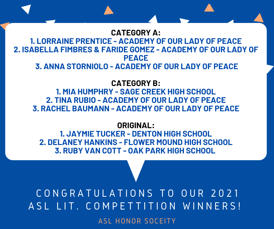 American Sign Language Honor Society (ASLHS) - Congratulations to the ...