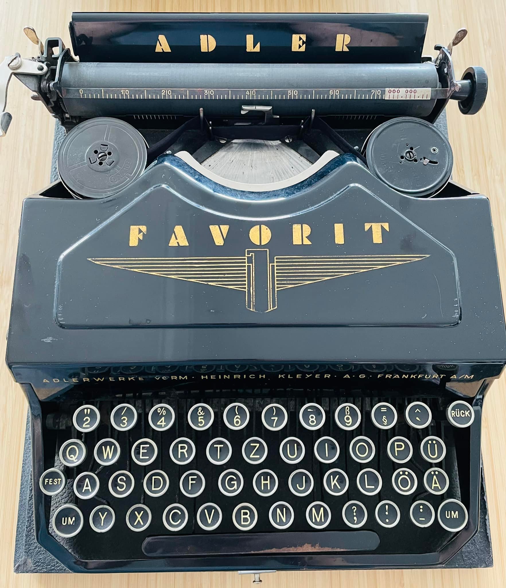 Adler typewriter collection with thrust action keys