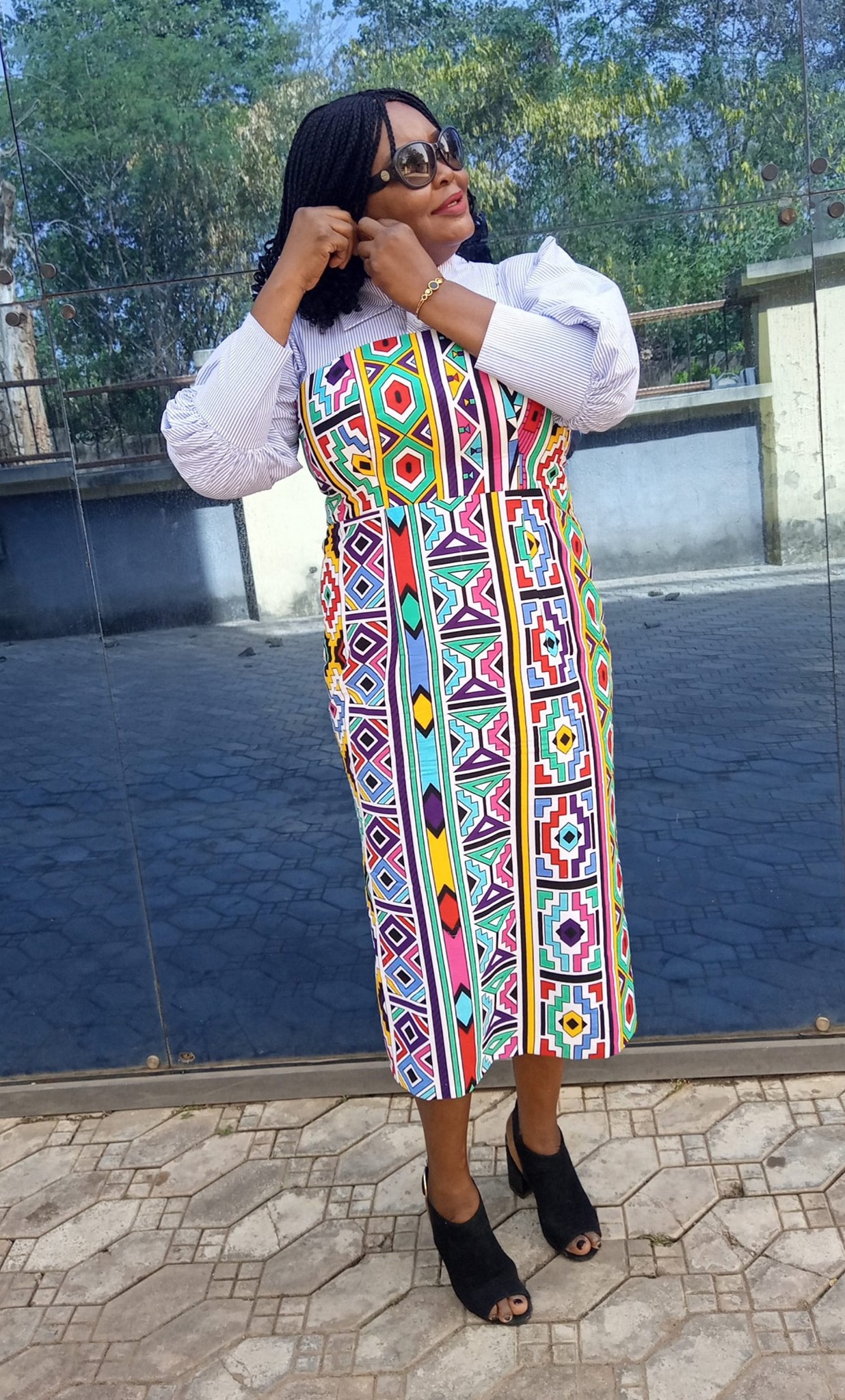 ankara office dresses for ladies Colorful dress with unique sleeves female ankara office wear