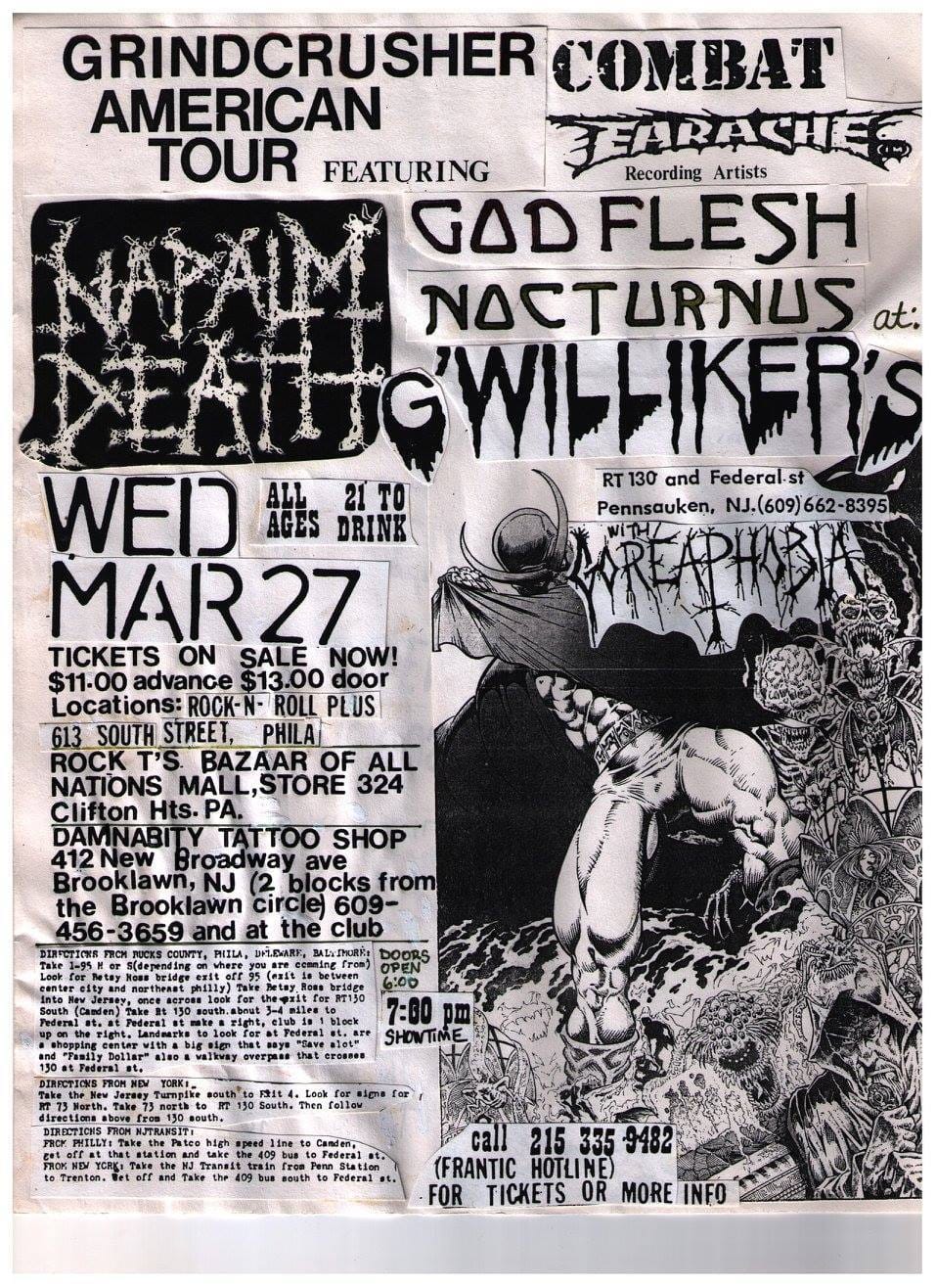 Napalm Death's North American Grindcrusher tour 1992