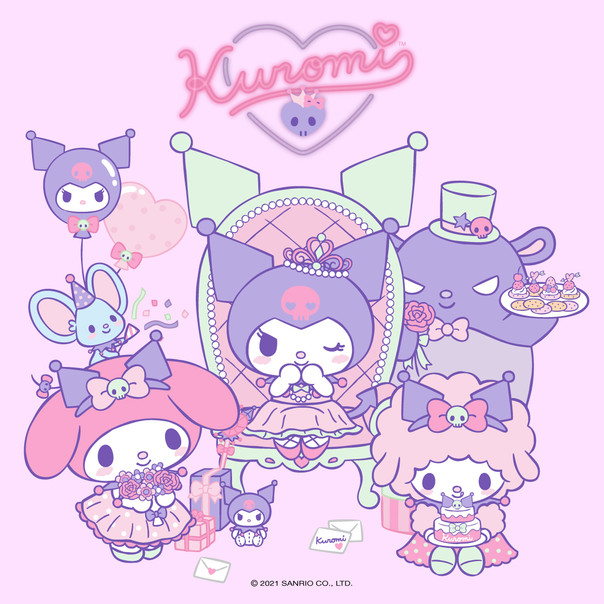 Specchio Portatile Sanrio Kuromi - Design Carino Con Maniglia, Vetro Sicuro