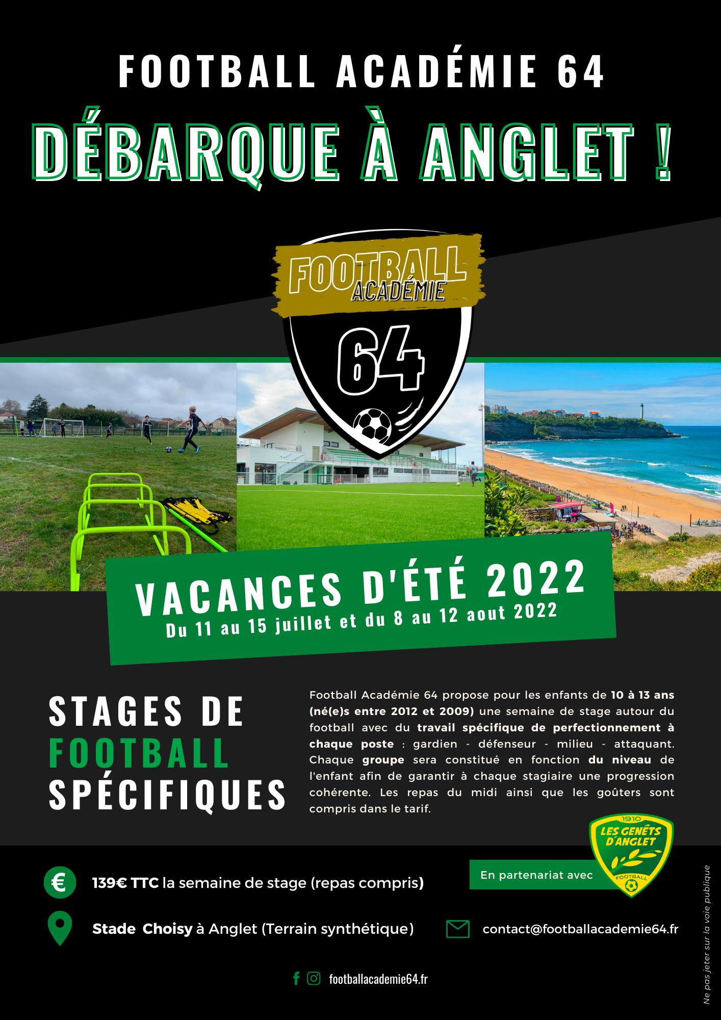 Genets Anglet Football - ⚽️ Stages de football Été 2022 ⚽️ En ...