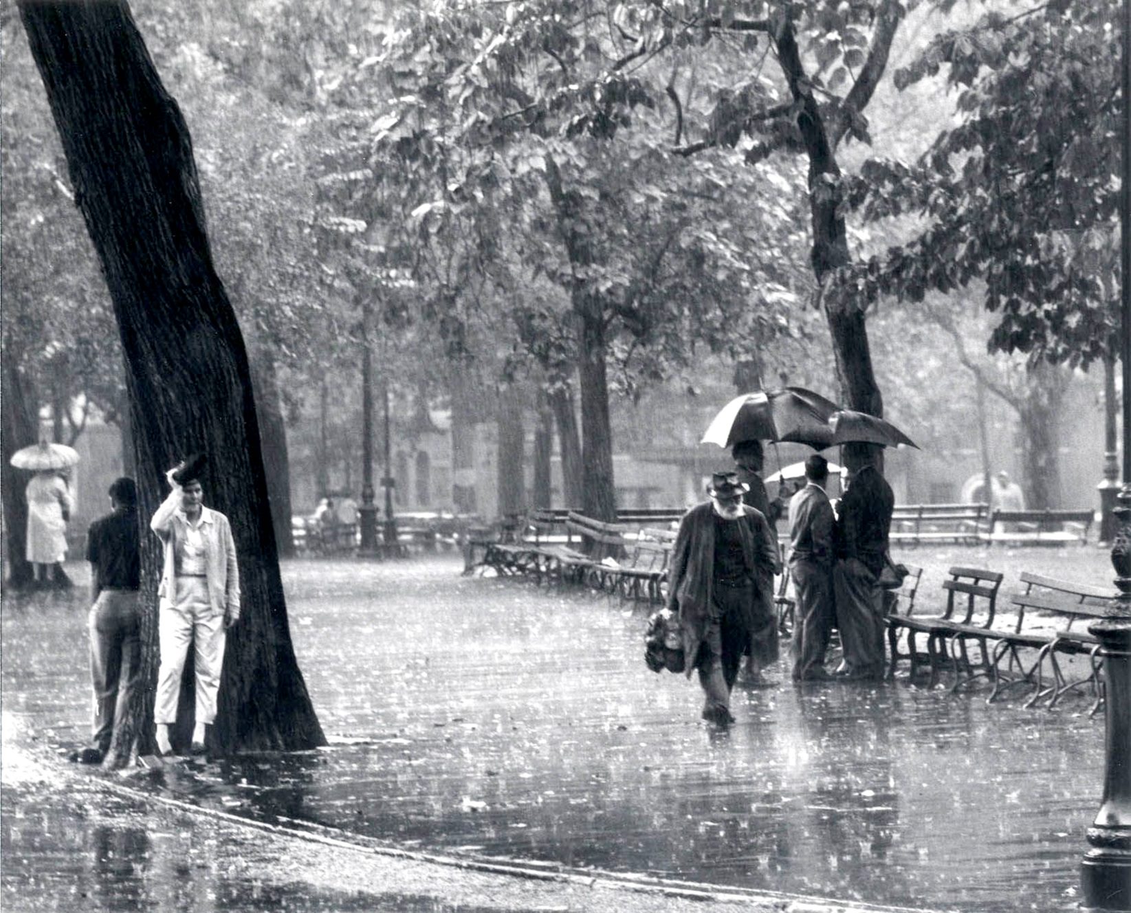 1957. At The Washington Square Fountain. David Heath, photog.
