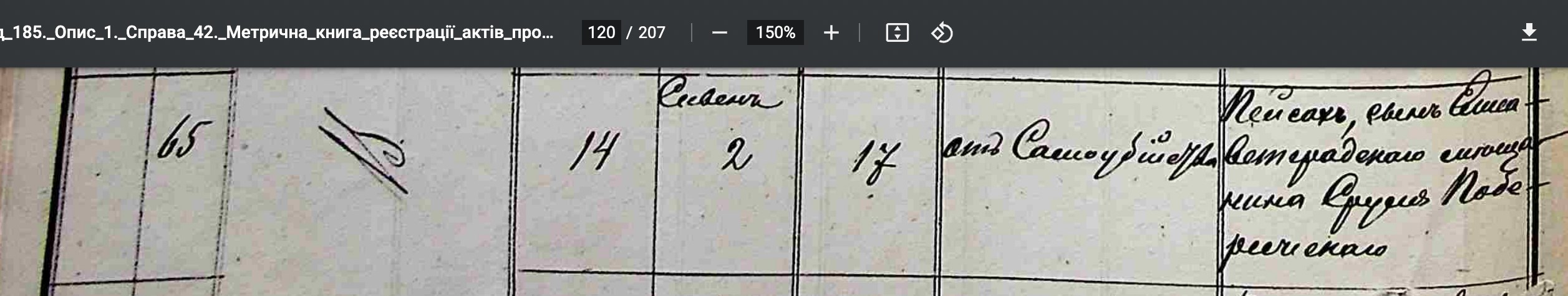 What is the translation of Pesach Poberezhsky's death record from